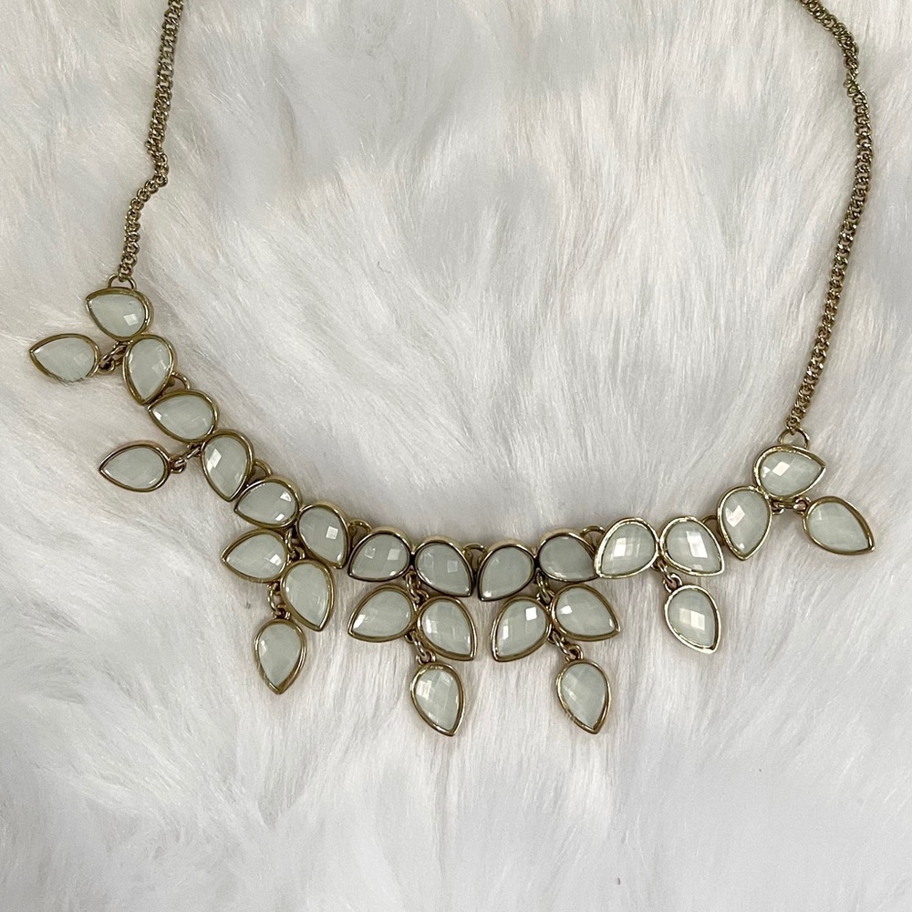 White and Gold Delicate Statement Necklace
